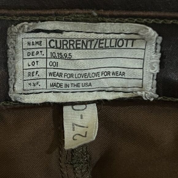 Current/Elliott Size 27 The Soho Zip Stiletto Skinny Brown Coated Ankle Pants - Picture 5 of 5